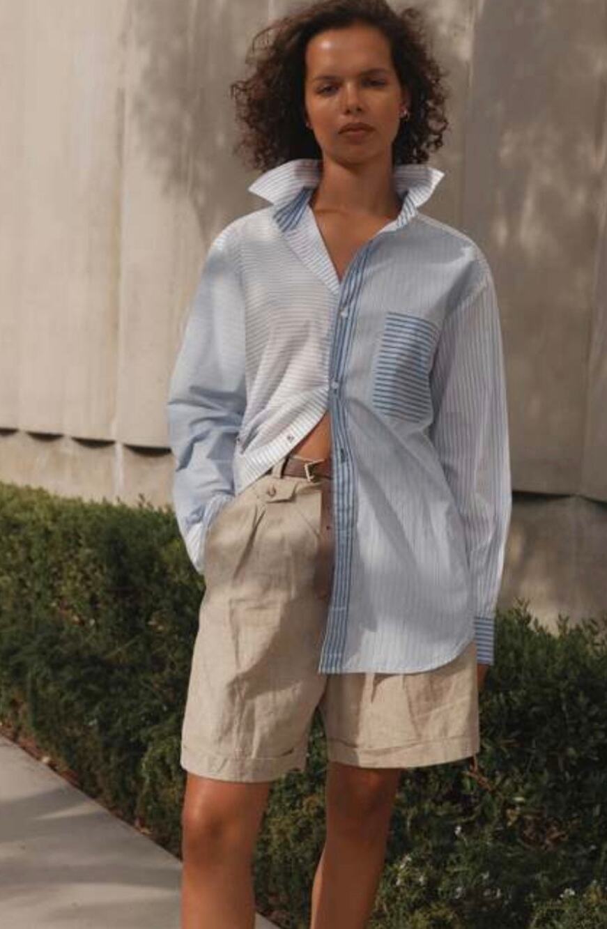 Wear Cissa "The Men's Shirt" Blue & White Pin Stripe Oversize Button Down M/L